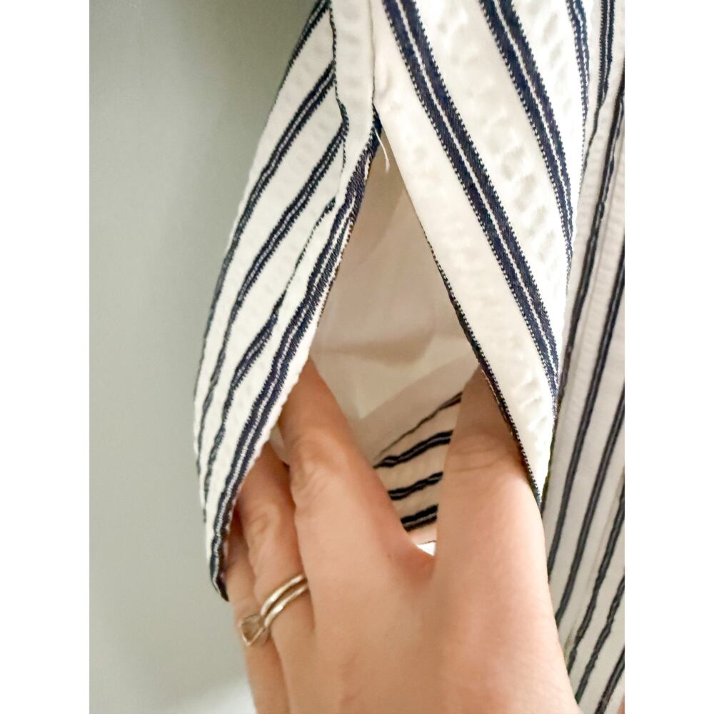 Madewell | NWT Tucked Mini Shirtdress Grey Variegated Stripe | Sz 00 - Picture 7 of 12